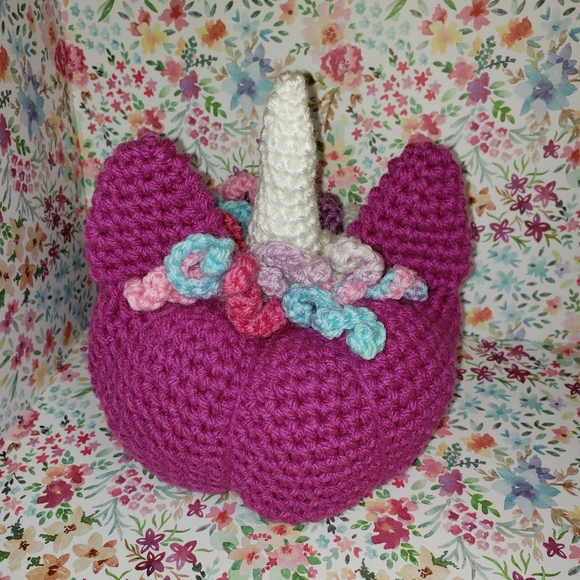 🦄 Handmade Crochet Unicorn Pumpkin - Picture 5 of 5